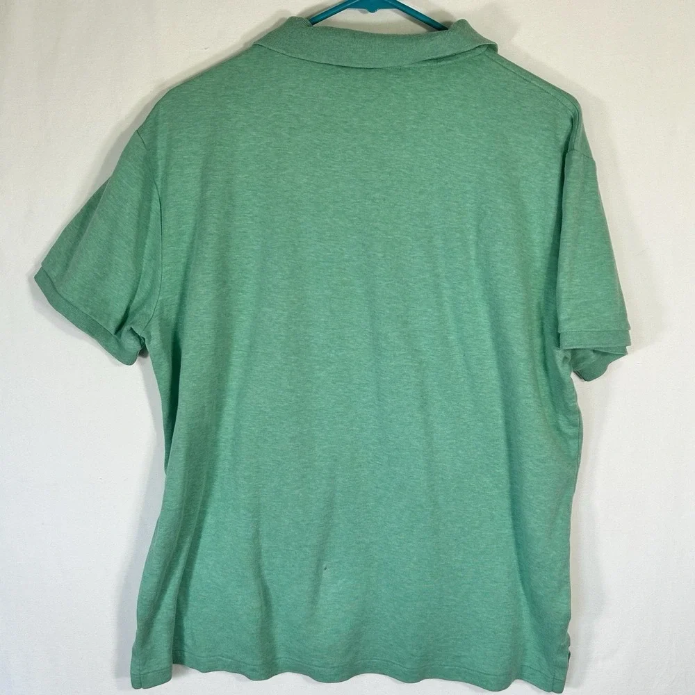 Polo Ralph Lauren Men's Large Polo Shirt Green Heather Cotton Custom Slim Fit